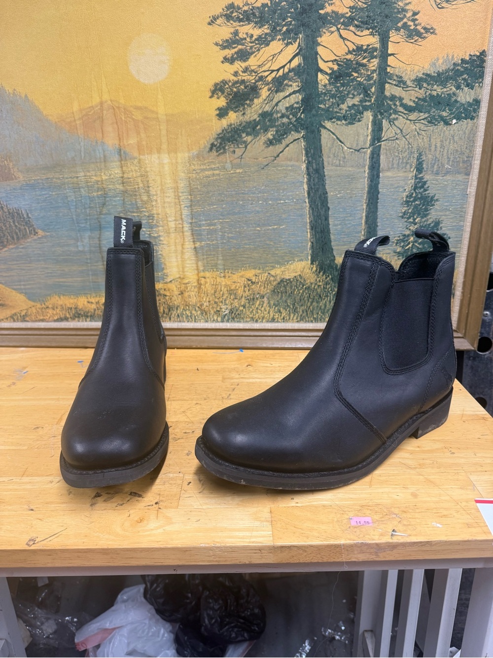 Mack Statesman Men’s Black Leather slip on Work Boots size 13